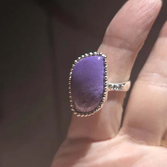 Charoite 14k & topaz GORGEOUS sterling ring sz7.5 - Picture 5 of 10